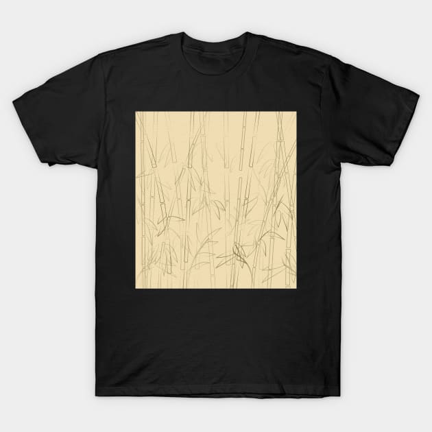 Minimalist Bamboo Line Art T-Shirt by edmproject